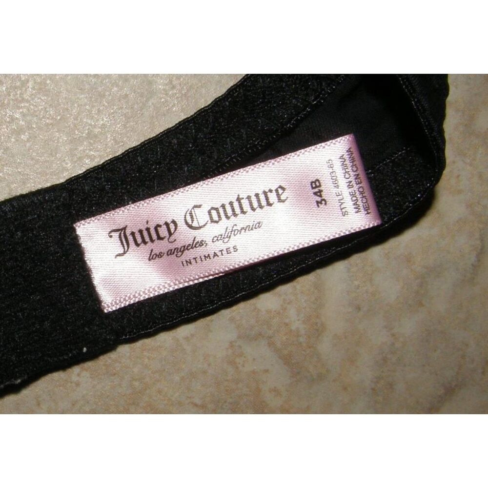 JUICY COUTURE Black Sz 34B Adjustable Straps Padded Underwire Push Up Bra - Picture 2 of 2